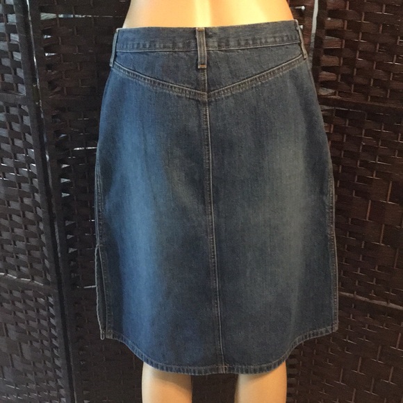 Abercrombie & Fitch stonewashed midi skirt w side splits and front pockets - Picture 3 of 3